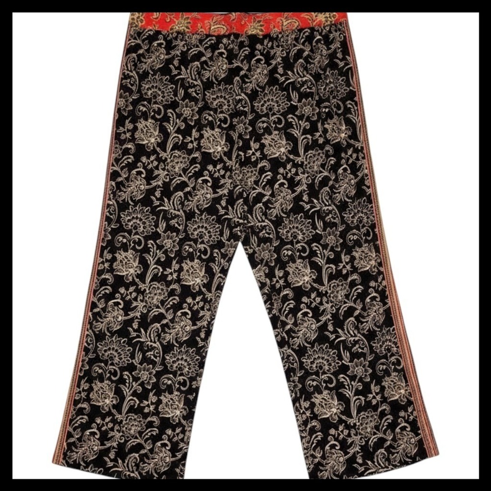 Susan Graver XLP Black Floral Print Wide Leg Lounge Pants Womens Plus Size